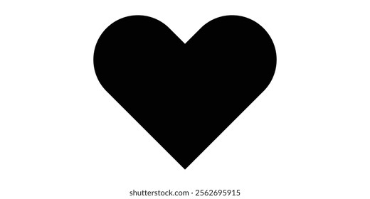 Valentine black heart icon. Heart shape Isolated on white background.