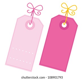 Valentine blank pink tags set isolated on white