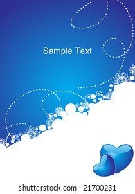 valentine blue background with snowflake and hearts
