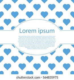 Valentine blue heart on white with oval frame.