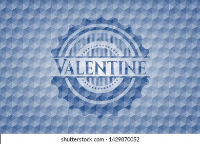 Valentine blue hexagon emblem. Vector Illustration. Detailed.