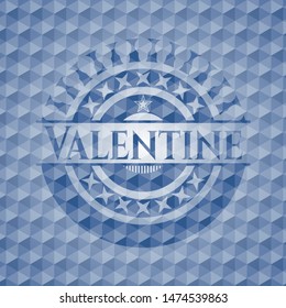 Valentine blue hexagon emblem. Vector Illustration. Detailed.