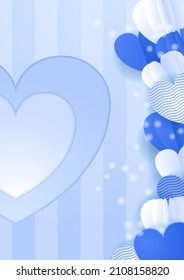 Valentine blue love heart background. Design for special days, women's day, valentine's day, birthday, mother's day, father's day, Christmas, wedding, and event celebrations.