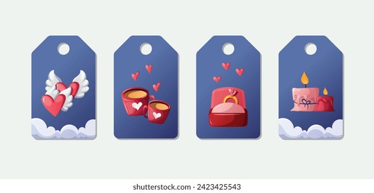 valentine blue sky tag illustration set