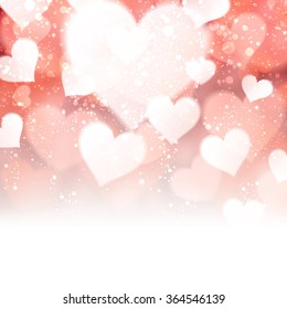 Valentine blurred abstract background with hearts. Vector illustration.