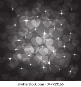 valentine bokeh grey background for lovers. vector illustration