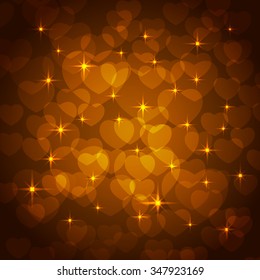 valentine bokeh orange background for lovers. vector illustration