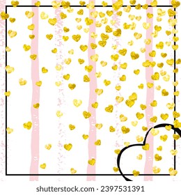 Valentine Border. Decoration Wallpaper. Golden Abstract Concept. Yellow Carnival Magazine. Rose Branding Print. Pink Polka Offer. Christmas Particles. Pink Valentine Border