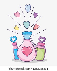 valentine bottle decoration with hearts to event