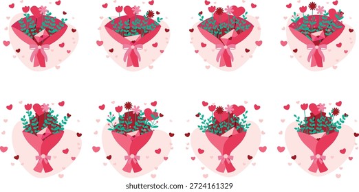 A Valentine bouquet vector featuring romantic flowers and a soft, elegant style.
