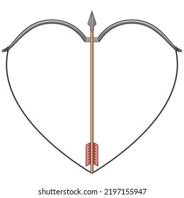 Valentine bow and arrow vector design, bow and arrow with heart shape, happy valentines day