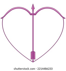 Valentine bow and arrow vector design, bow and arrow with heart shape, happy valentines day