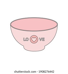 valentine bowl icon fill line vector illustration