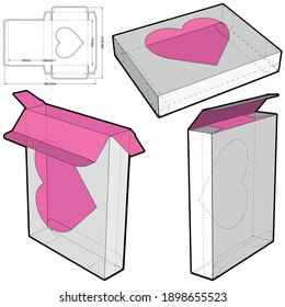 Valentine Box (Internal measurement 10x10x10cm) and Die-cut Pattern. Heart shaped silhouette. The .eps file is full scale and fully functional. Prepared for real cardboard production.