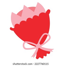 Valentine Buckets Pink Flower Vector Icon Illustration