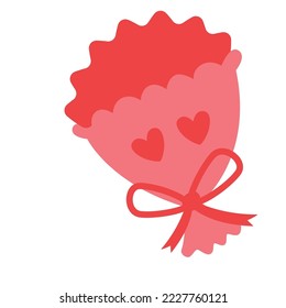 Ilustración del icono del vector de flores rosadas de los cubos de San Valentín