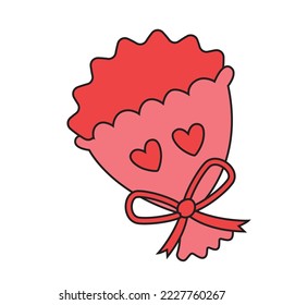 Valentine Buckets Pink Flower Vector Icon Illustration