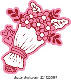 Valentine Bunch ofFlower with Love Clipart Design. Simple style and color. Good for icon