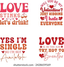  Valentine, Bundle, Retro Valentine, Valentine Quotes Xoxo , Anti Valentine, Pink Funny Valentine's,