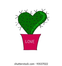Valentine. Cactus in a pot.