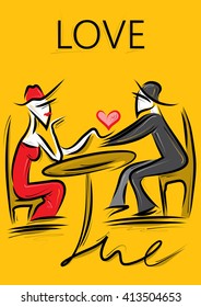 Valentine Cafe Art, Love (Vector Art)