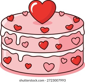 Pastel de San Valentín con Corazones Ilustración vectorial de Amor
