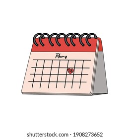 valentine calendar icon fill line vector illustration