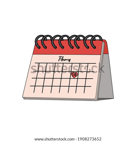 valentine calendar icon fill line vector illustration