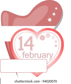 Valentine calendar icon. Vector love heart invitation card