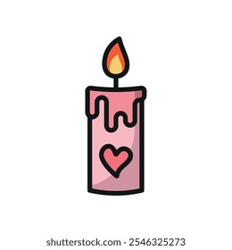 Valentine candle icon vector basic design simple and modern concept graphic