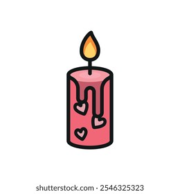 Valentine candle icon vector basic design simple and modern concept graphic