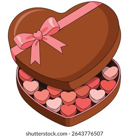 Valentine candy chocolate box isolated vector illustration on white background