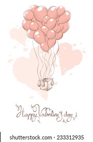 Valentine card -- air balloon for lovers