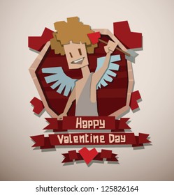 valentine card with an angel 02, vector