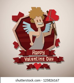 valentine card with an angel 03, vector