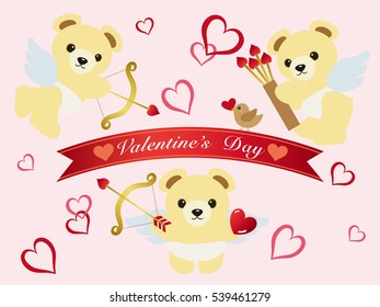 Valentine card with angel's teddy bear