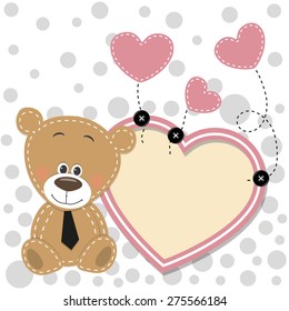 Valentine card with Bear with heart frame 