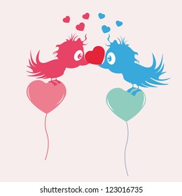 Valentine card with birds
