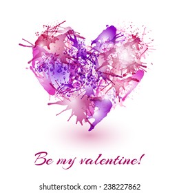 valentine card with the blobs bright purpur heart