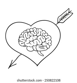 Valentine card with brain. vector illustration