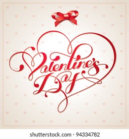 Valentine card with calligraphic lettering on a beige background. Vector illustration.