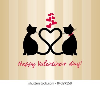 Valentine card and cats in love