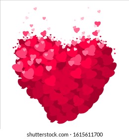 Valentine card with colorful big heart confetti for valentines day paper design white isolated vector bright background stock vector illustration