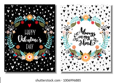Valentine card. Colorful and cute set for Valentine's Day. A set of beautiful postcards.