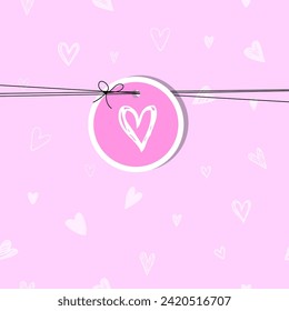 Valentine card with copy space, pink background white hearts