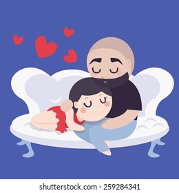 valentine card - Couple on sofa