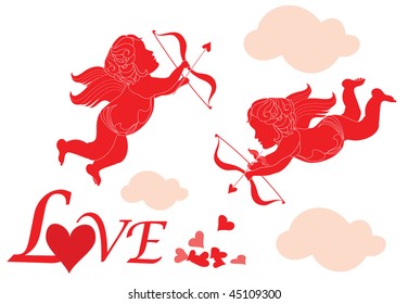 Valentine card with cupid