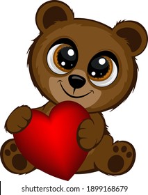 Valentinenkarte mit einem süßen Bären. Vektorgrafik.