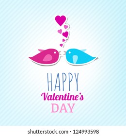 Valentine Card With Cute Birds