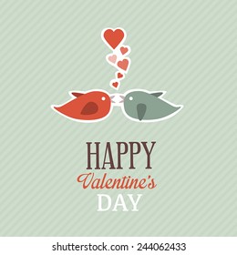 Valentine card with cute birds.